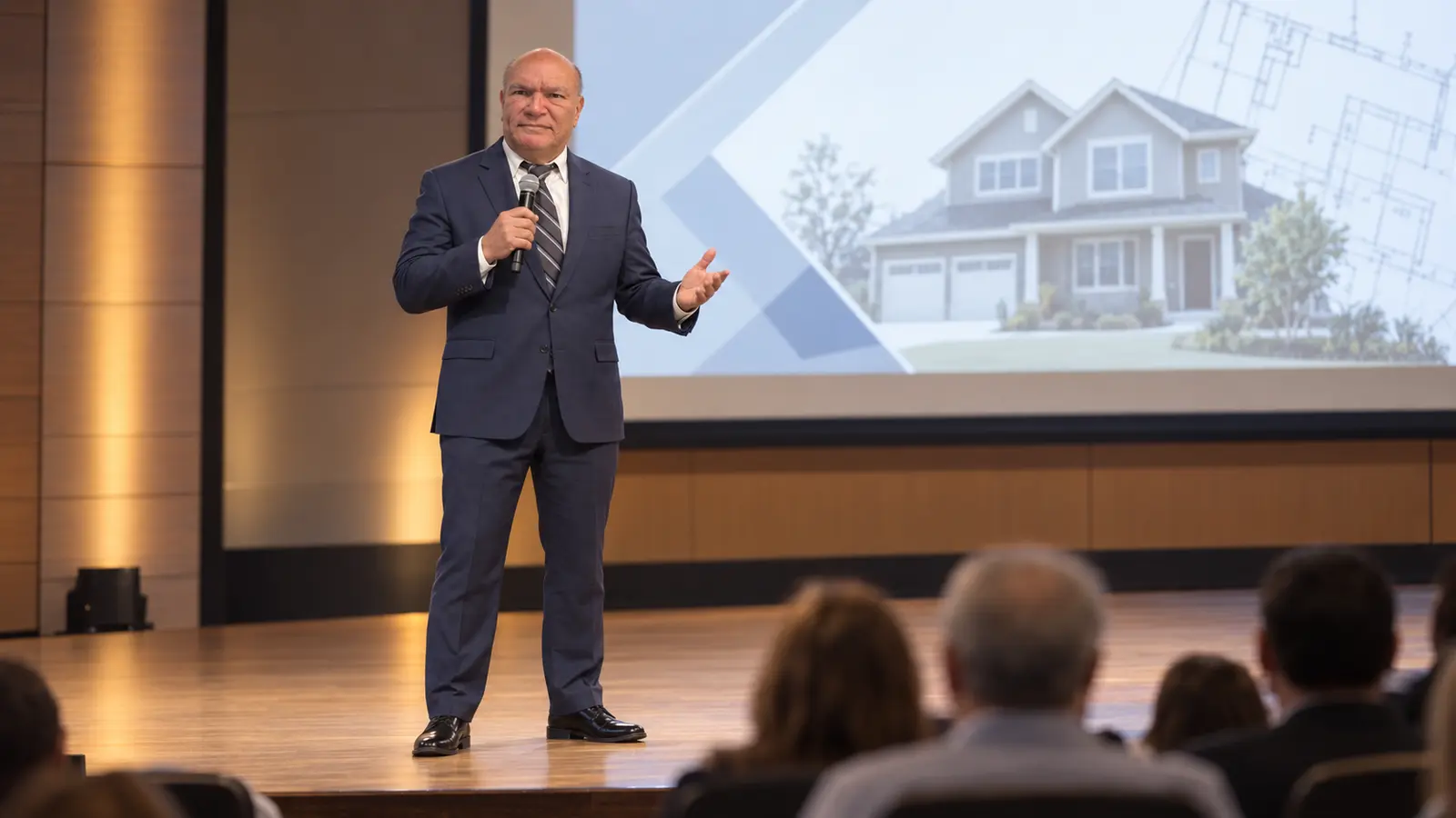 Luis Martin presenting professional home inspection information in an auditorium